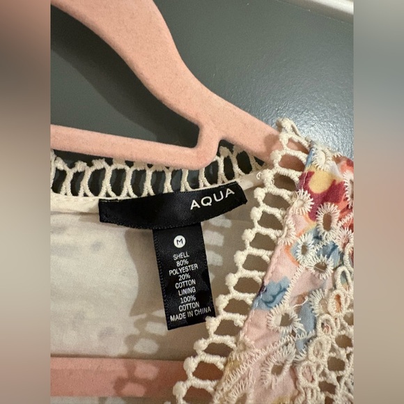 AQUA Floral Eyelet & Lace Mini Dress M - Picture 3 of 4